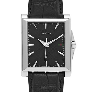 グッチ Gタイムレス レクタングル 138.4 ブラック メンズ 時計 【中古】【wristwatch】