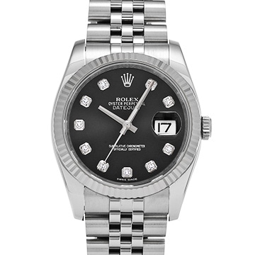 ロレックス デイトジャスト 116234G ブラック/ダイヤモンド メンズ 時計 【中古】【wristwatch】
