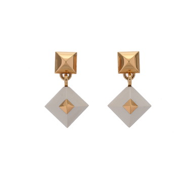 エルメス ピアス《メドール》キュピドン ホワイト/ゴールド金具 エナメル ユニセックス ジュエリー 【中古】【jewelry】