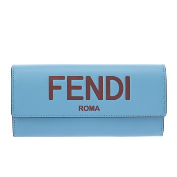 フェンディ ロゴ エンボス ブルー 8M0251-AHNI-218-3260 カーフレザー ユニセックス 財布 【中古】【purse】