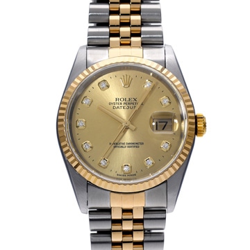ロレックス デイトジャスト 16233G シャンパン/ダイヤモンド メンズ 時計 【中古】【wristwatch】