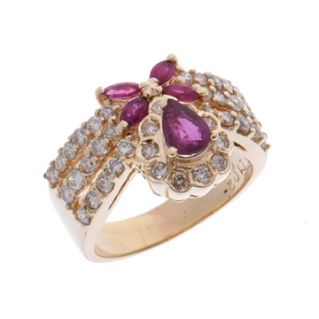 ノーブランド ルビー リボンモチーフ リング ゴールド K18イエローゴールド YG レディース ジュエリー 【中古】【jewelry】