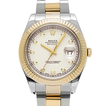 ロレックス デイトジャストII 116333G アイボリー/ダイヤモンド メンズ 時計 【中古】【wristwatch】