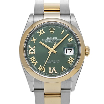 ロレックス デイトジャスト 36 126203 オリーブグリーン/ダイヤモンド メンズ 時計 【中古】【wristwatch】