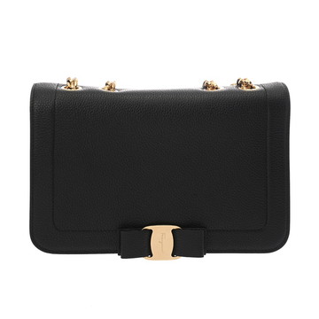 サルヴァトーレ フェラガモ チェーンショルダー ブラック レザー レディース バッグ 【中古】【bag】