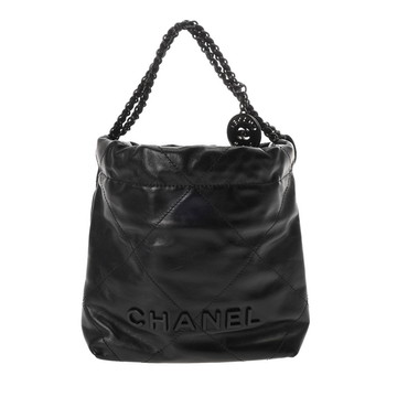 シャネル ミニ ハンドバッグ CHANEL22 ブラック AS3980 シャイニーカーフスキン レディース バッグ 【未使用】【bag】