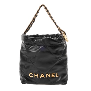 シャネル ミニ ハンドバッグ CHANEL22 ブラック AS3980 シャイニーカーフスキン レディース バッグ 【中古】【bag】