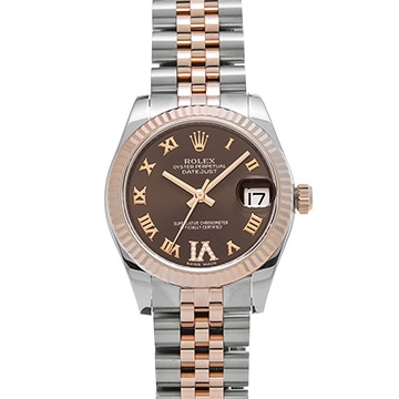 ロレックス デイトジャスト 178271 チョコレートブラウン/ダイヤモンド ユニセックス 時計 【中古】【wristwatch】