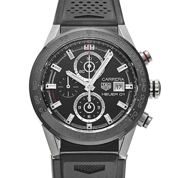 タグ ホイヤー カレラ キャリバーホイヤー01 クロノグラフ CAR201Z.FT6046 ブラック メンズ 時計 【中古】【wristwatch】