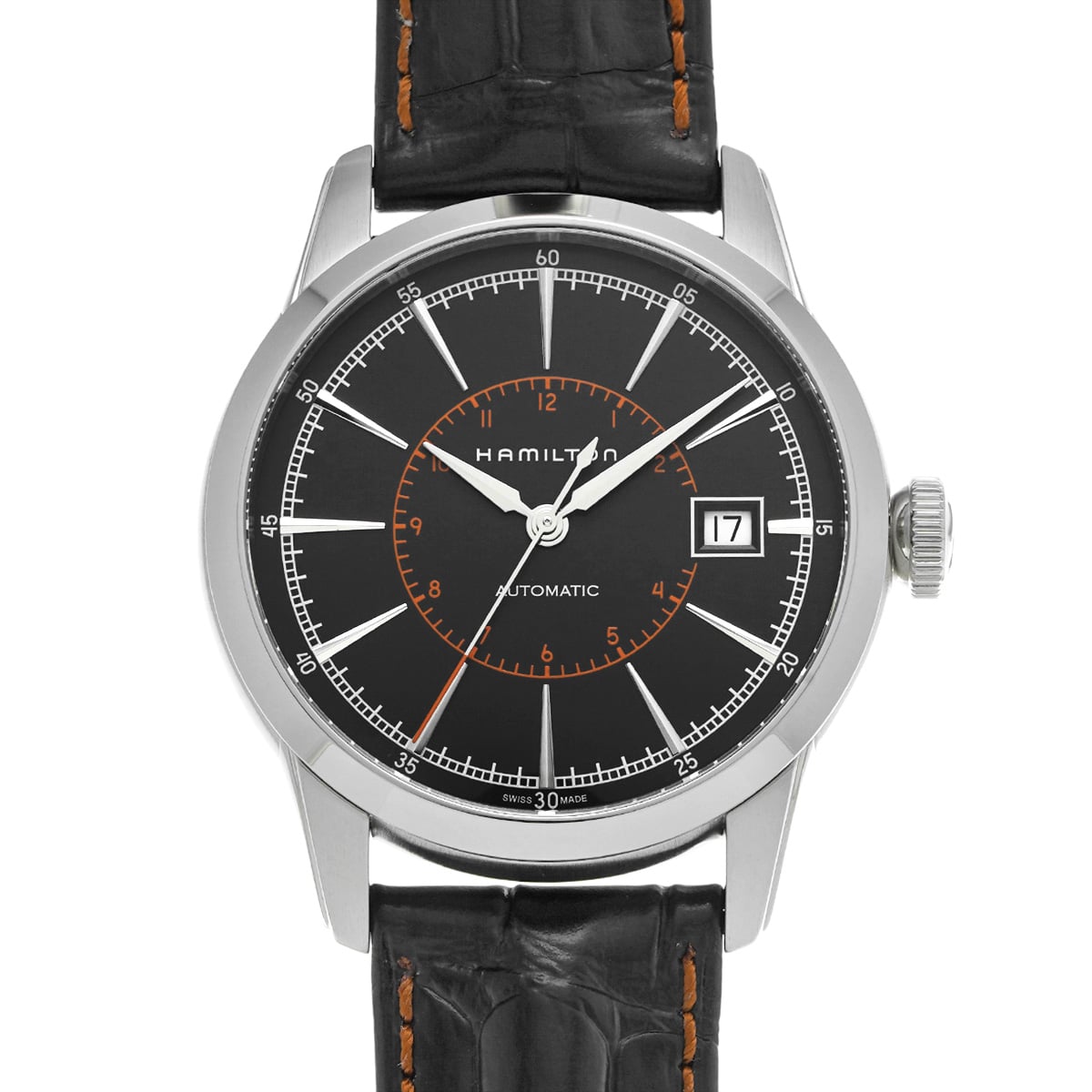 ハミルトン レイルロード デイト H405550 ブラック メンズ 時計 【中古】【wristwatch】