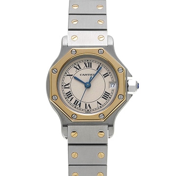 カルティエ サントス オクタゴン SM W2001683 アイボリー レディース 時計 【中古】【wristwatch】