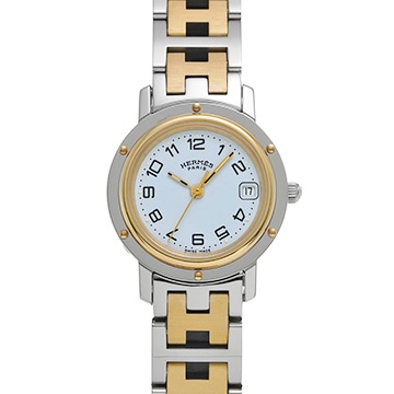 エルメス クリッパー CL4.220 ホワイト レディース 時計 【中古】【wristwatch】