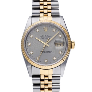 ロレックス デイトジャスト 16233G グレーコンピュータ/ダイヤモンド メンズ 時計 【中古】【wristwatch】