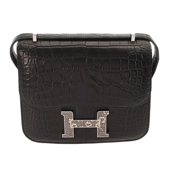 エルメス コンスタンス3 18 ブラック アリゲーターマット/リザード レディース バッグ 【中古】【bag】