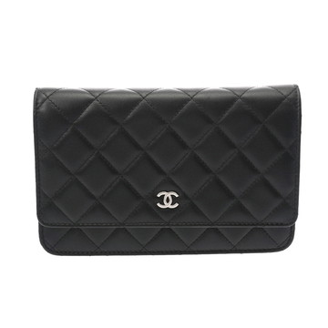 シャネル マトラッセ クラシック チェーンウォレット ブラック AP0250 ラムスキン レディース バッグ 【中古】【bag】