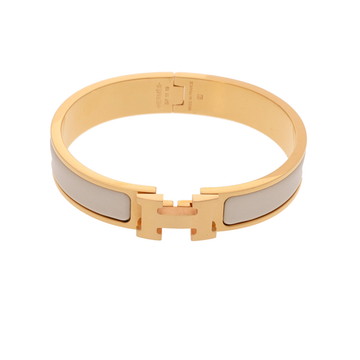 エルメス クリックH ホワイト/ゴールド金具 エナメル ユニセックス ジュエリー 【中古】【jewelry】