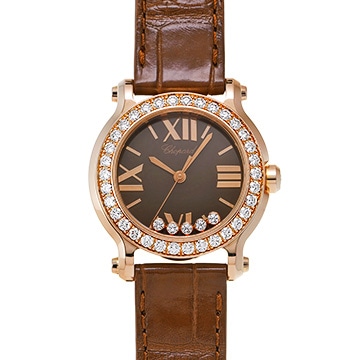 ショパール ハッピースポーツ 274189-5006 ブラウン/ダイヤモンド レディース 時計 【中古】【wristwatch】