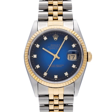 ロレックス デイトジャスト 16233G ブルー・グラデーション/ダイヤモンド メンズ 時計 【中古】【wristwatch】