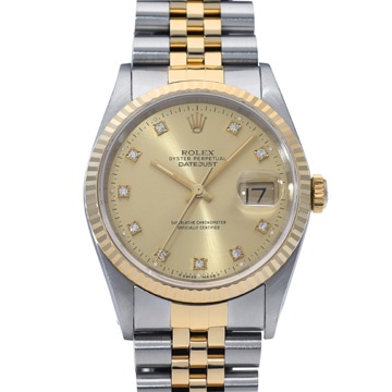 ロレックス デイトジャスト 16233G シャンパン/ダイヤモンド メンズ 時計 【中古】【wristwatch】