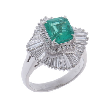 ノーブランド エメラルド リング シルバー Pt900プラチナ レディース ジュエリー 【中古】【jewelry】