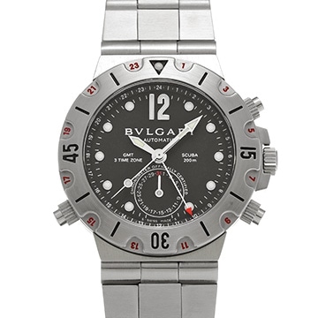 ブルガリ ディアゴノ スクーバ GMT SD38SGMT ブラック メンズ 時計 【中古】【wristwatch】