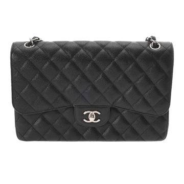 シャネル マトラッセ WフラップWチェーンショルダー 30 ブラック A58600 キャビアスキン レディース バッグ 【中古】【bag】