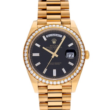 ロレックス デイデイト 40 228348RBR ブライトブラック/ダイヤモンド メンズ 時計 【中古】【wristwatch】