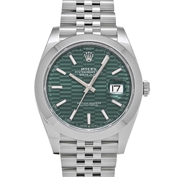 ロレックス デイトジャスト 41 126300 ミントグリーン フルーテッドモチーフ メンズ 時計 【中古】【wristwatch】
