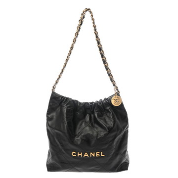 シャネル スモール ハンドバッグ CHANEL22 ブラック AS3260 シャイニーカーフスキン レディース バッグ 【中古】【bag】