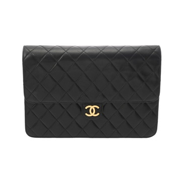 シャネル マトラッセ プッシュロックチェーンショルダー ブラック ラムスキン レディース バッグ 【中古】【bag】