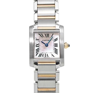 カルティエ タンク フランセーズ SM W51027Q4 ピンクシェル レディース 時計 【中古】【wristwatch】