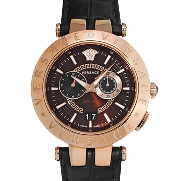 ヴェルサーチ Vレース デュアルタイム VEBV00722 ブラウン メンズ 時計 【中古】【wristwatch】