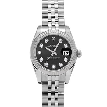 ロレックス デイトジャスト 179174G ブラック/ダイヤモンド レディース 時計 【中古】【wristwatch】