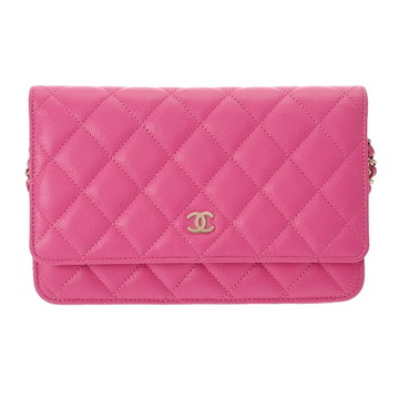 シャネル マトラッセ クラシックチェーンウォレット ピンク AP0250 グレインドカーフスキン レディース バッグ 【中古】【bag】