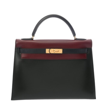 エルメス ケリー 32 外縫い 2WAY ルージュアッシュ/ブルーインディゴ/ヴェール ボックスカーフ レディース バッグ 【中古】【bag】