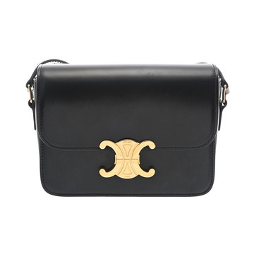 セリーヌ ティーン トリオンフ バッグ ブラック 188423BF4 38NO シャイニーカーフ レディース バッグ 【中古】【bag】