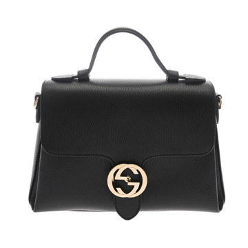 グッチ インターロッキングG 2WAY ハンドバッグ ブラック 510302 レザー レディース バッグ 【中古】【bag】
