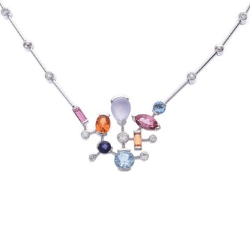 カルティエ メリメロ ネックレス マルチストーン シルバー K18ホワイトゴールド WG レディース ジュエリー 【中古】【jewelry】