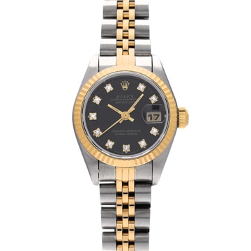 ロレックス デイトジャスト 69173G ブラック/ダイヤモンド レディース 時計 【中古】【wristwatch】