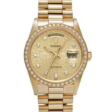 ロレックス デイデイト 18348G シャンパンコンピュータ/ダイヤモンド メンズ 時計 【中古】【wristwatch】