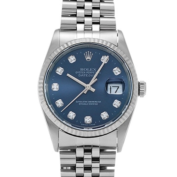 ロレックス デイトジャスト 16234G ブルー/ダイヤモンド メンズ 時計 【中古】【wristwatch】