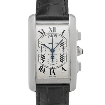 カルティエ タンクアメリカン クロノグラフ XL W2610651 シルバー メンズ 時計 【中古】【wristwatch】