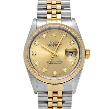 ロレックス デイトジャスト 16233G シャンパン/ダイヤモンド メンズ 時計 【中古】【wristwatch】