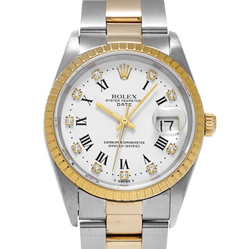 ロレックス オイスターパーペチュアル デイト 15223G ホワイト/ダイヤモンド メンズ 時計 【中古】【wristwatch】