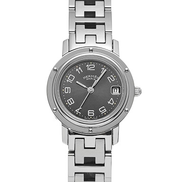 エルメス クリッパー ナクレ CL4.210 グレー レディース 時計 【中古】【wristwatch】