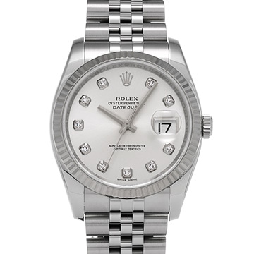 ロレックス デイトジャスト 116234G シルバー/ダイヤモンド メンズ 時計 【中古】【wristwatch】