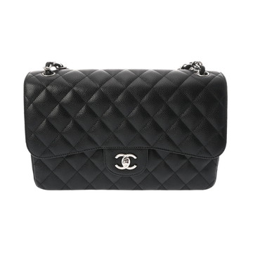 シャネル マトラッセ WフラップWチェーンショルダー 30 ブラック A58600 キャビアスキン レディース バッグ 【中古】【bag】