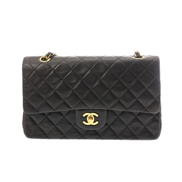 シャネル マトラッセ WフラップWチェーンショルダー 25cm ブラック A01112 ラムスキン レディース バッグ 【中古】【bag】