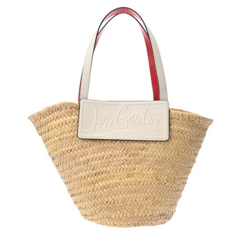 クリスチャンルブタン バスケットバッグ ベージュ/ホワイト ラフィア/カーフ レディース バッグ 【中古】【bag】