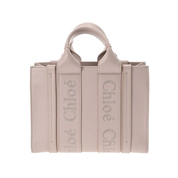 クロエ WOODY スモールトートバッグ ピンク CHC23US397I スムースカーフ レディース バッグ 【中古】【bag】